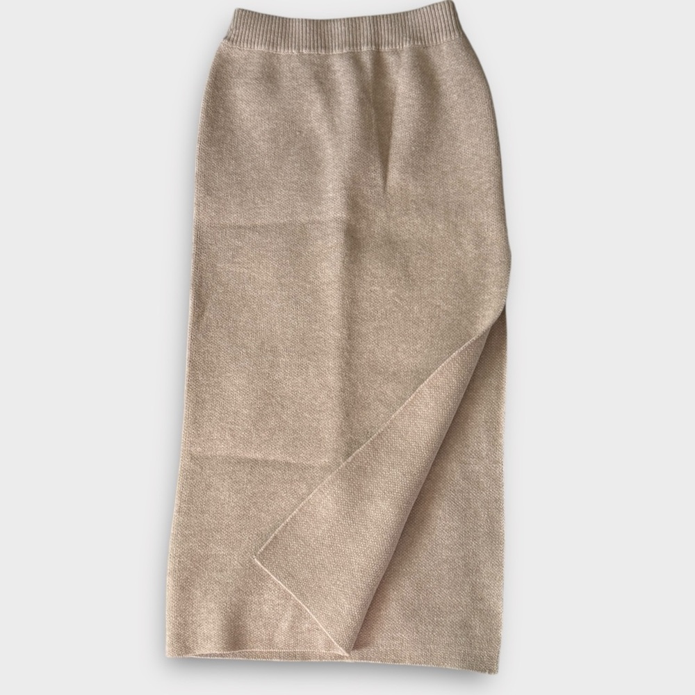 NEW Cupshe x JoJo Khaki Split Hem Maxi Sweater Skirt - Picture 10 of 15